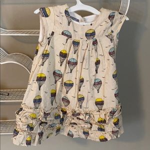 Toddler dress with ruffle hem and hot air balloons